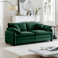 Warm and Cozy Living Room Sofa with 4 Pillows Upholstered Large Deep Seat 2 Seater Sofa for Living Room,Green Corduroy
