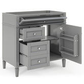 36'' Bathroom Vanity without Top Sink, Modern Bathroom Storage Cabinet with 2 Drawers and a Tip-out Drawer, Solid Wood Frame (NOT INCLUDE BASIN SINK; REPLACE WF315154AAE)