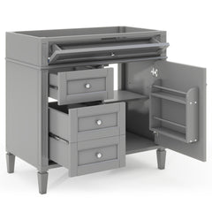 36'' Bathroom Vanity without Top Sink, Modern Bathroom Storage Cabinet with 2 Drawers and a Tip-out Drawer, Solid Wood Frame (NOT INCLUDE BASIN SINK; REPLACE WF315154AAE)