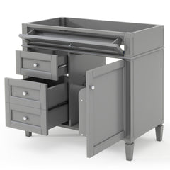36'' Bathroom Vanity without Top Sink, Modern Bathroom Storage Cabinet with 2 Drawers and a Tip-out Drawer, Solid Wood Frame (NOT INCLUDE BASIN SINK; REPLACE WF315154AAE)