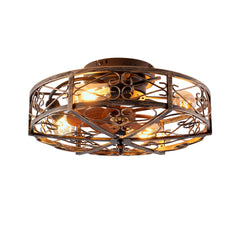 20'' Mounting Type Caged Ceiling Fan with Lights and Remote Control ,Reversible Motor, DC Remote Control,6 Speed Ceiling Fan,Timing Fan Lamp--NOT Included Bulbs(Antique Bronze)