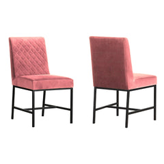 Blenor Pink Velvet and Black Leg Modern Accent Dining Chair- Set of 2