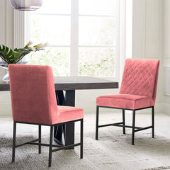 Blenor Pink Velvet and Black Leg Modern Accent Dining Chair- Set of 2