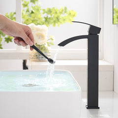 Black Bathroom Faucet, Brushed Black Faucet for Bathroom Sink, Black Single Hole Bathroom Faucet Modern Single Handle Vanity Basin Faucet