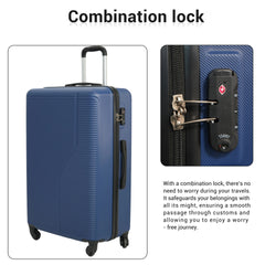 3-Piece Luggage Set ABS Lightweight & Durable Suitcase with Spinner Wheels, TSA Lock, (20/24/28), Dark Blue