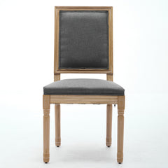 French Decor Chairs Set of 2, Louis Dining Chairs with Square Backrest and Exquisitely Carved Solid Wood Frame for Living Room, Kitchen, Restaurant,SW1879GY, Gray