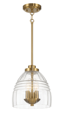 Ember Three Candle Lights Chain Pendant With Clear Glass - Satin Brass