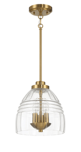 Ember Three Candle Lights Chain Pendant With Clear Glass - Satin Brass