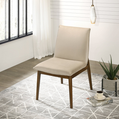 Monza Beige Velvet Dining Chair (Set Of 2) For Dining Room, Kitchen, Restaurant, Banquet, Bar Padded Chairs Armless Design with Solid Wood Legs