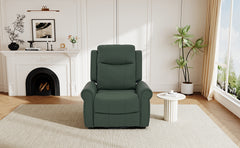 Manual Recliner 270°Swivel Rocker Recliner Chair PU Leather Recliner with Massage and Heating, Dual Reclining Positions and Side Pocket and for Living Room, Bedroom, or Nursery,Green