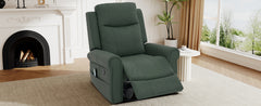 Manual Recliner 270°Swivel Rocker Recliner Chair PU Leather Recliner with Massage and Heating, Dual Reclining Positions and Side Pocket and for Living Room, Bedroom, or Nursery,Green