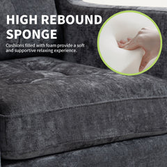 Accent Comfy Chenille Chair w/USB charging port,Mid+,Soft+,High-support Rebound Sponge,Ergonomic Wide Backrest,Retro Wooden Legs, Comfy Upholstered Arm Chair w/Side Storage for Living Room Bedroom.