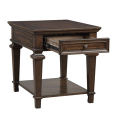 Traditional Design End Table with Storage Drawer Espresso Finish Living Room Furniture 1pc