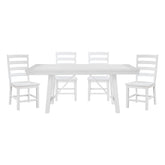 Modern Contemporary White Finish 5pc Set Dining Table and 4 Side Chairs Set Wooden Kitchen Dining Furniture Casual Style