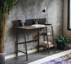 Garima Rustic Oak with Black Finished Legs Writing Desk
