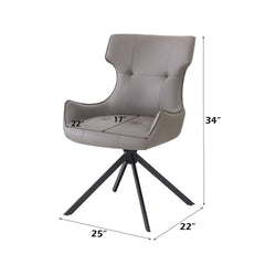 Damita Camel Synthetic Leather & Black Finsh Side Chair w/Swivel (Set of 2)