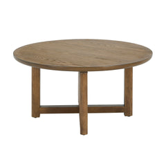 32'' Rattan Coffee Table, Round Rattan Woven Wood Coffee Table