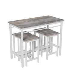 5-piece modern kitchen table with four bar stools Bar table set 5PC,metal frame and MDF, white oak,47.5'' L x 23.7'' W x 35.5'' H.