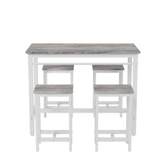 5-piece modern kitchen table with four bar stools Bar table set 5PC,metal frame and MDF, white oak,47.5'' L x 23.7'' W x 35.5'' H.