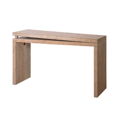 Narrow console table, Slim entryway table, Small space sofa table, 52 inch Hallway table, Wood console table with bead detail, Rustic modern console, Natural wood finish table, Minimalist foyer table.