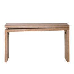 Narrow console table, Slim entryway table, Small space sofa table, 52 inch Hallway table, Wood console table with bead detail, Rustic modern console, Natural wood finish table, Minimalist foyer table.