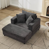 Chaise Lounge Chair with Removable Ottoman Accent Sofa Bed Upholstered Sleeper Couch Bed with Pillows, Modern Deep Seat Upholstered Armchair for Living Room, Bedroom