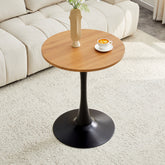 Round Dining Table, 23.6" Circle Tulip Table with Thickened Tabletop & Metal Pedestal, Mid Century Modern Bistro Table for Kitchen, Small Places, Living Room, Cafe (Faux Wood)