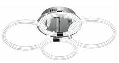 Modern LED Ceiling Light, Flush Mount Ceiling Light with Dimmable Remote Control, 6Rings Acrylic Ceiling Light Fixture for Bedroom, Living Room, Kitchen, Office Lamps (4 heads)