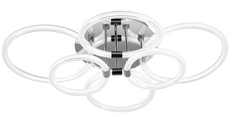 Modern LED Ceiling Light, Flush Mount Ceiling Light with Dimmable Remote Control, 6Rings Acrylic Ceiling Light Fixture for Bedroom, Living Room, Kitchen, Office Lamps (6 Heads)