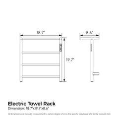 Heated Towel Rack with Top Shelf, 3-Bar Towel Wall MountedWarmer for Bathroom with Intelligent Touch Screen Timer, 304 Stainless Steel Polished, Plug-in/Hard-Wired