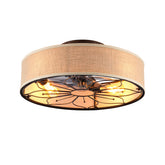 20" Lotus Design Fabric Farmhouse Bladeless Ceiling fan With Remote Control For Living room, Bedroom,Kitchen--NOT INCLUDED BULBS