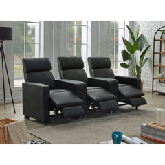 Warren Black Upholstered 3-seater Home Theater