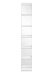 1pc Glam White Open Shelving Rack with Mirrored Back Living Room Wooden Furniture