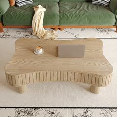 Lift Top Coffee Table for Living Room 42" - Fluted Panel Hidden Storage, Silent Hydraulic Lift, Curved Safety Corners, 5 Min Assembly (27"W x 13-18.9"H,Natural Wood)