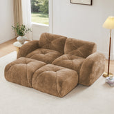 U-shaped Boneless Sofa,Soft Velvet Fabric,Tufted Design,32D High Density Sponge,No Assembly Required,Ergonomic Design Bottom, Anti-Slip Design,Movable Ottomans For Bedrooms,Camel