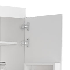 Pantry Double Door Cabinet, Five Shelves,Three Interior Door Shelves, White