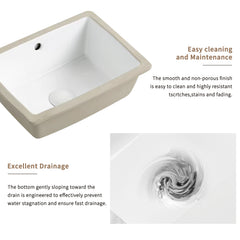 16 Inch Rectangle Undermount Bathroom Sink Under Counter Vanity Sink Opening Size White Porcelain Basin Sink Para Baños