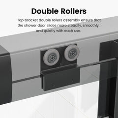 56"-60"W*72" H Semi-Frameless Double Sliding Shower Door, Bypass Shower Door, 1/4" (6mm) Thick SGCC Tempered Glass Door, Matte Black