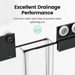 56"-60"W*72" H Semi-Frameless Double Sliding Shower Door, Bypass Shower Door, 1/4" (6mm) Thick SGCC Tempered Glass Door, Matte Black