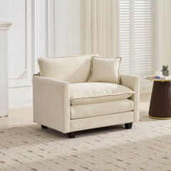 Cloud Sofa Single Seat (Ottoman is not included), Modern Sectional Couch, for Living Room Bedroom and Apartment, Comfy Double Layer Upholstered Seat Cushion, Breathable Chenille Fabric, Beige