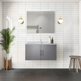 Dark Grey Bath Vanity 36 in. W x 22 in. D, with White Quartz Top