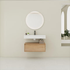 30 inch Wall-Mounted Bathroom Vanity with Resin Sink,Soft Close Drawer,Float Mounting Design