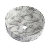 Ceramic Round Above Counter Bathroom Sink Art Basin, White Background With Grey Patterns (BAA0014012QQ)