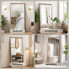 32*70inch full-body floor mirror with Artificial wood frame, elegant design and durability, a must-have for bedrooms, clothing stores and salons