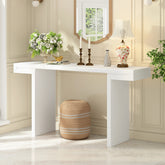 U-Style Large 60-Inch Console Table with Geometric Clean Lines Design,Stylish Entryway Table with Painted Finish and Adjustable Feet,Suitable for Living Room,Entryway,Hallway.