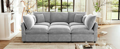 Modern Sectional Sofa Modular Sofa 93.7" U-shaped Sofa Couch Sofa Bed L-shaped Sofa with a Movable Ottoman, Storage Armrests and USB Ports, Grey
