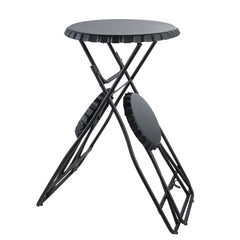 57.5x23.6x39.8" Black Stowable Side Table and Two Seats