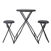 57.5x23.6x39.8" Black Stowable Side Table and Two Seats