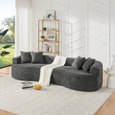 Modern Cloud 4-Seater Sectional Curved Sofa, Minimalist Compression Living Room Couch, No Assembly Needed, Chenille, DarkGrey