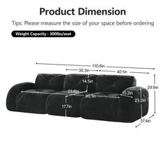 2-Piece Sofa Set Comfy Sofa Couch, 2+2 Seater Sofa Set,Deep Seat Sofa,Soft Velvet Fabric,32D High Density Sponge Bottom,No Assembly Required, Modern Sofa Set for Living Room,Black